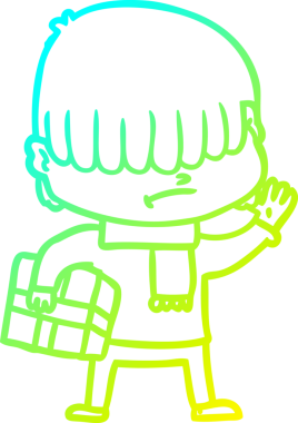 Bir insan tarafından çizilmiş dağınık saçlı bir çizgi film çocuğu çizimi.