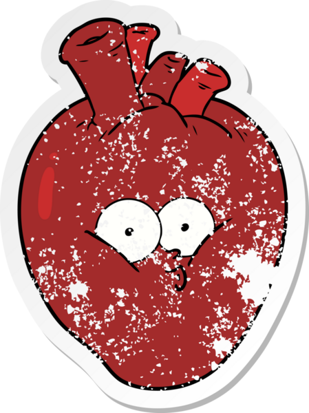 Bir insan tarafından çizilmiş kafası karışmış bir kalbin sıkıntılı çıkartması.