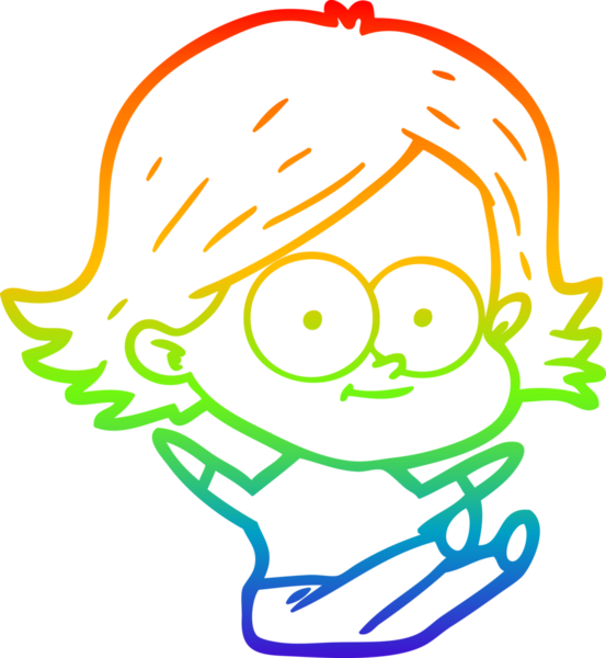 gökkuşağı gradyan çizimi mutlu bir çizgi film kızı bir insan tarafından çizildi