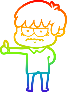 Gökkuşağı gradyan çizgi çizimi Bir insan tarafından çizilmiş bir çizgi film çocuğu