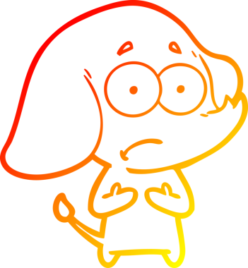 Bir insan tarafından çizilmiş, belirsiz bir filin sıcak çizgi çizimi.