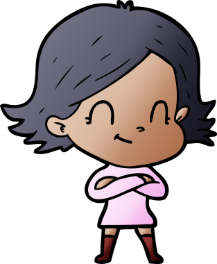 Bir insan tarafından çizilmiş karikatür dostu kız.