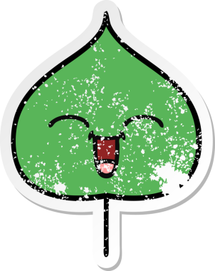 Sevimli bir çizgi film karakterinin sıkıntılı çıkartması. Bir insan tarafından çizilmiş ifade yaprağı.