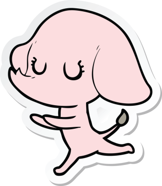 Bir insan tarafından çizilmiş şirin bir fil çıkartması.