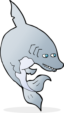 Bir insan tarafından çizilmiş komik bir köpek balığı.