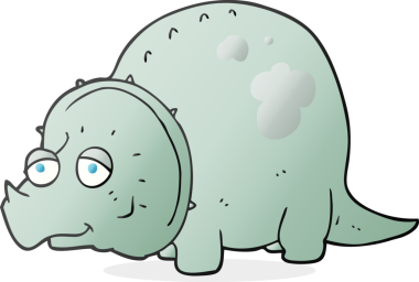 Bir insan tarafından çizilmiş serbest çizim karikatür dinozor.