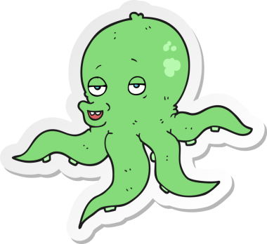 Bir insan tarafından çizilmiş ahtapotun çıkartması.