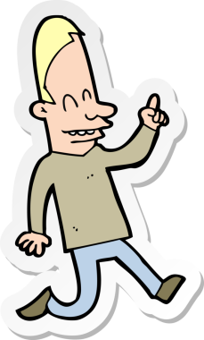 Bir insan tarafından çizilmiş mutlu bir adamın çıkartması.