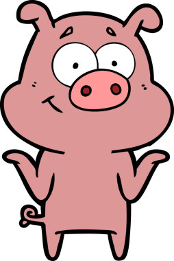 Bir insan tarafından çizilmiş mutlu çizgi film domuzu.