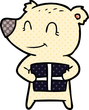 Bir insan tarafından çizilmiş kutup ayısı karikatürü.