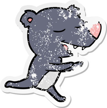 Bir insan tarafından çizilmiş karikatür ayısının sıkıntılı çıkartması.