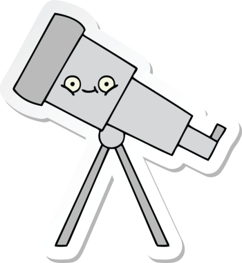 Bir insan tarafından çizilmiş sevimli bir teleskop çıkartması.