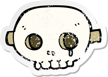 Bir insan tarafından çizilmiş bir kafatası maskesinin gerilimli çıkartması.