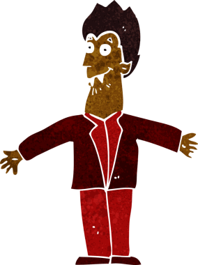 Bir insan tarafından çizilmiş vampir adam çizgi filmi.