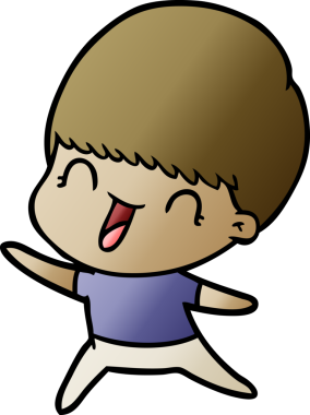 Bir insan tarafından çizilmiş mutlu çizgi film çocuğu.