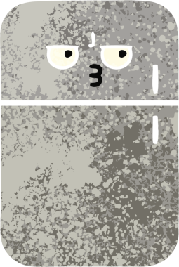 Bir insan tarafından çizilmiş buzdolabının retro çizim tarzı karikatürü.