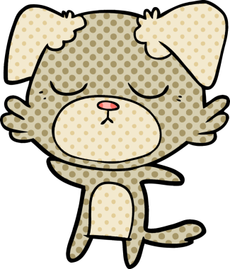 Bir insan tarafından çizilmiş şirin bir çizgi film köpeği.