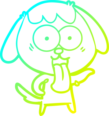 Bir insan tarafından çizilmiş şirin bir çizgi köpeğin soğuk gradyan çizgisi.