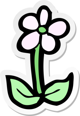 Bir insan tarafından çizilmiş karikatür çiçeğinin çıkartması.