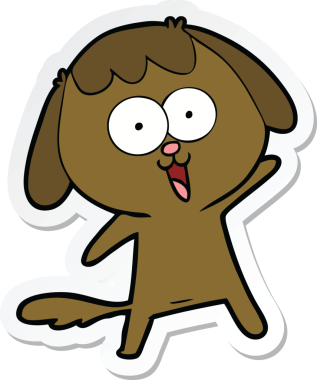 Bir insan tarafından çizilmiş şirin bir köpeğin çıkartması.