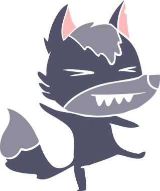 kızgın kurt düz renkli çizgi film bir insan tarafından çizildi.