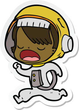 Bir insan tarafından çizilen astronot bir kadının çıkartması.