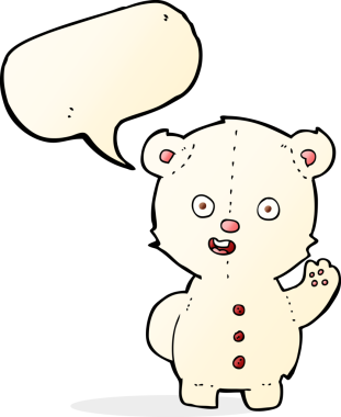 Bir insan tarafından çizilmiş konuşma baloncuklu şirin kutup ayısı.