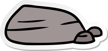 Bir insan tarafından çizilmiş taş ve çakıl taşlarından oluşan el yazısı karikatürü.