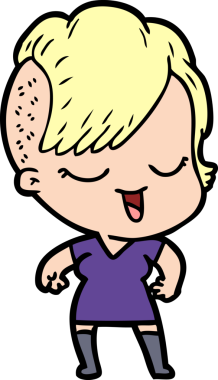 Bir insan tarafından çizilmiş mutlu çizgi film kızı.