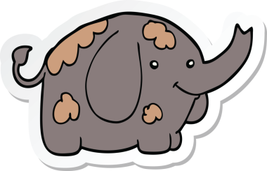 Bir insan tarafından çizilmiş bir filin çıkartması.