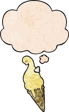 Bir insan tarafından çizilmiş grunge desenli düşünce baloncuklu çizgi film dondurması.