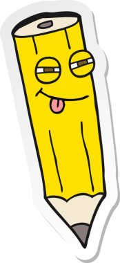 Bir insan tarafından çizilmiş sinsi bir karikatür kalemi çıkartması.