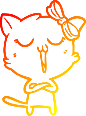 Bir insan tarafından çizilmiş çizgi film kedisinin sıcak çizgi çizimi