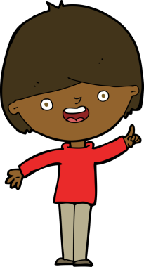 Bir insan tarafından çizilmiş mutlu çocuk çizgi filmi.