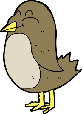 Bir insan tarafından çizilmiş çizgi film kuşu.