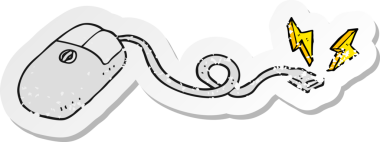 Bir insan tarafından çizilmiş bir bilgisayar faresinin gerilimli çıkartması.