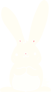 Bir insan tarafından çizilmiş düz renkli çizgi film tavşanı