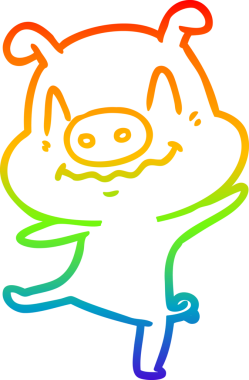 Gökkuşağı gradyan çizgi çizimi Bir insan tarafından çizilmiş sarhoş domuz çizgi