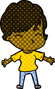 Bir insan tarafından çizilmiş bir çizgi film kadını.