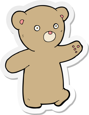 Bir insan tarafından çizilmiş oyuncak ayının çıkartması.