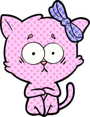 Bir insan tarafından çizilmiş çizgi film kedisi.