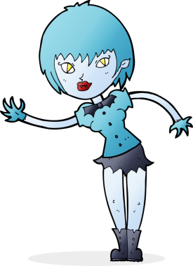 Bir insan tarafından çizilmiş vampir kız.