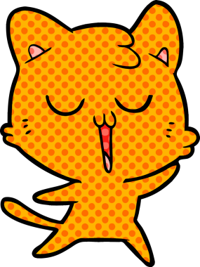 Bir insan tarafından çizilmiş çizgi film kedisi.