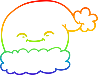 Gökkuşağı gradyan çizgisi bir insan tarafından çizilmiş Noel Baba şapkası.