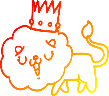 Karikatür aslanının insan tarafından çizilmiş sıcak çizgi çizgisi.