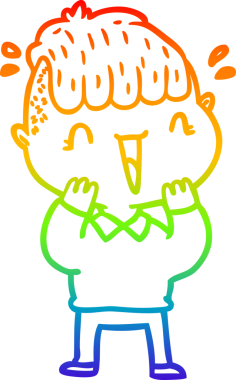 Gökkuşağı gradyan çizgi çizimi Bir insan tarafından çizilmiş mutlu çocuk