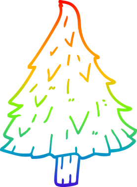 gökkuşağı gradyan çizgisi bir insan tarafından çizilmiş bir karikatür noel ağacı