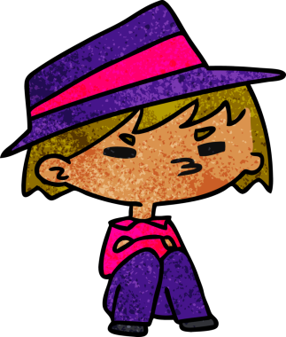 bir insan tarafından çizilmiş kawaii yakışıklı bir çocuğun desenli çizimi.