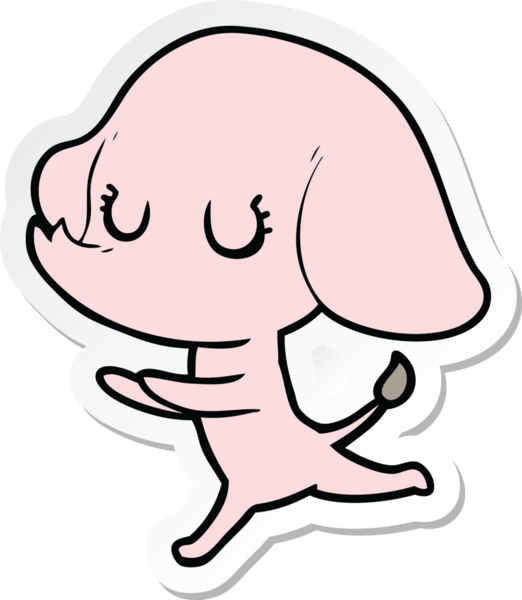 Bir insan tarafından çizilmiş şirin bir fil çıkartması.