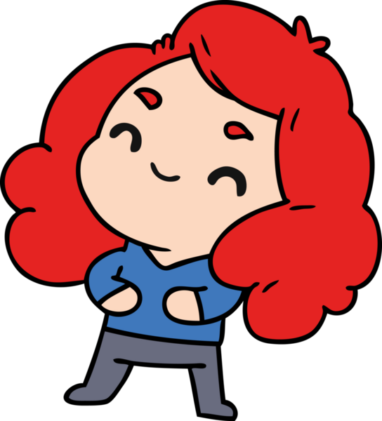 Bir insan tarafından çizilmiş sevimli bir kawai kızının çizgi film çizimi